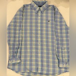 Southern Marsh Shirt Men's 2X Blue Yellow Plaid Button Front Pocket